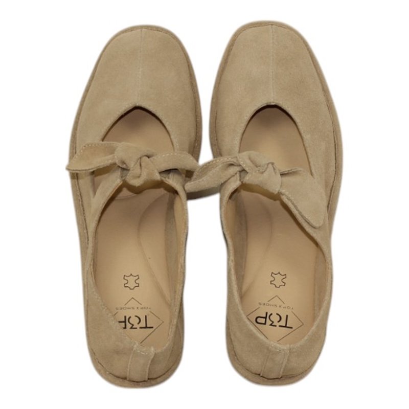 bailarina piel velour piso cosido con nudo empeine