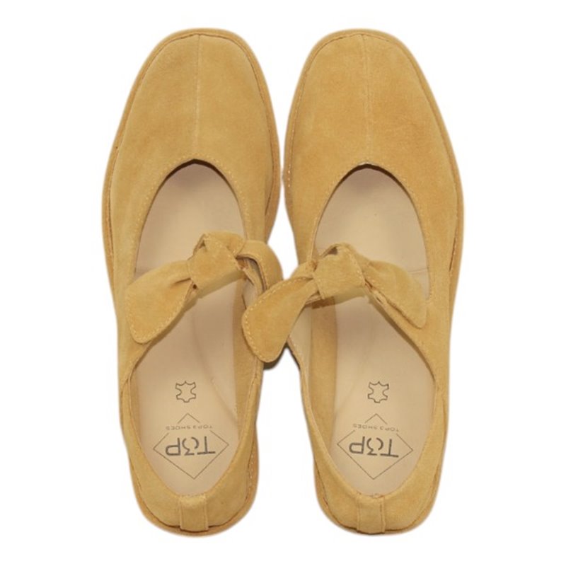 bailarina piel velour piso cosido con nudo empeine