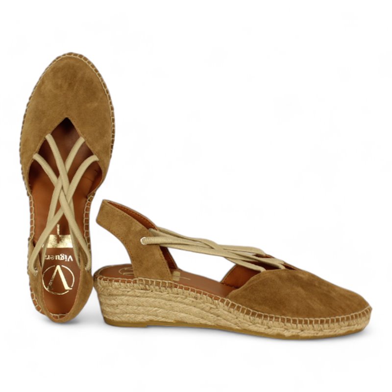 alpargata cuña yute con elasticos fabricada en españa