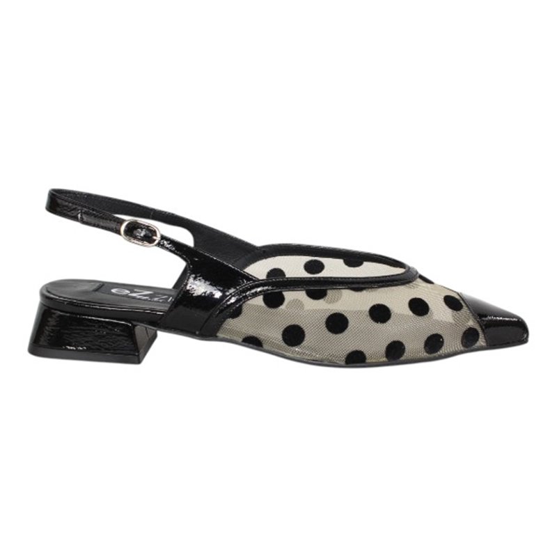 salon abierto con rejilla estampada topos tacon 5cm