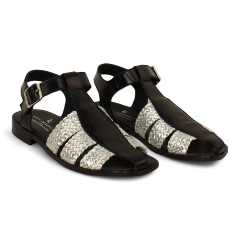 sandalia combinada piel trenzada