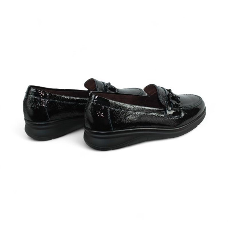 mocasin piso goma con aplique piel charol