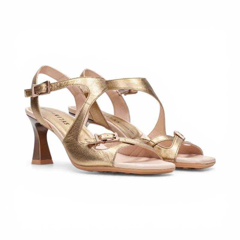 Hispanitas sandalia tacón linea rosa metal