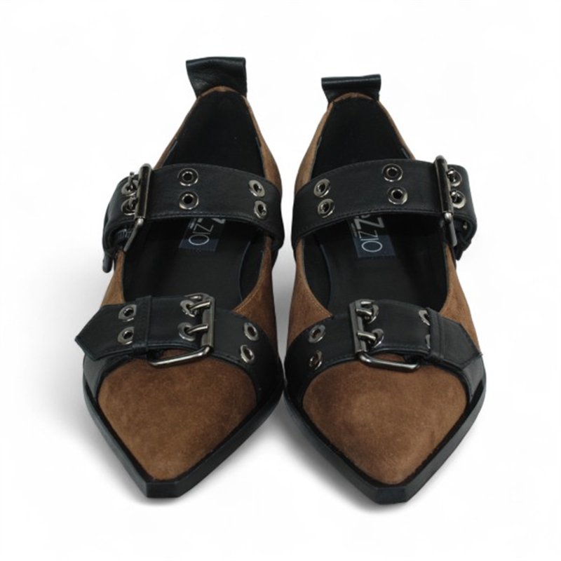 zapato piel velour con pulsera tacon 3cm