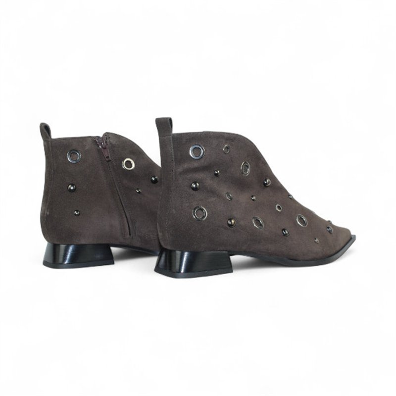 botin piel velour tacon 4 cm con ojetes metal