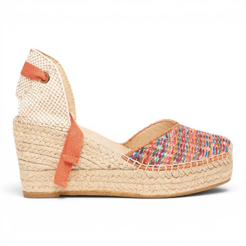Alhamas Romero alpargata trenza atar naranja