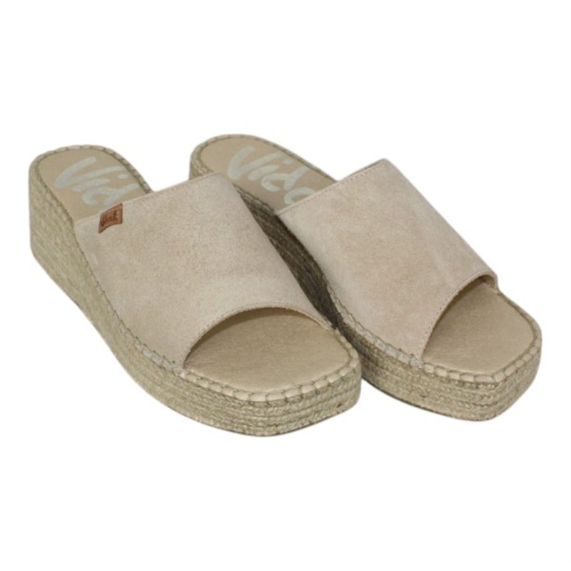 Vidorreta zueco cuña yute piel velour