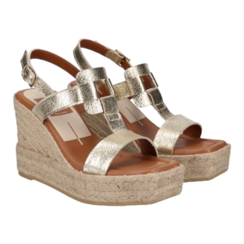 alpargata con cuña yute 7 cuerdas mas plataforma piel metalizada fabicada en españa