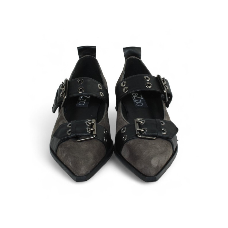 zapato piel velour con pulsera tacon 3cm