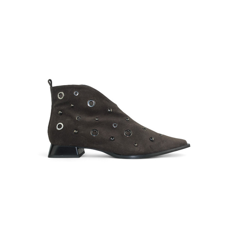 botin piel velour tacon 4 cm con ojetes metal