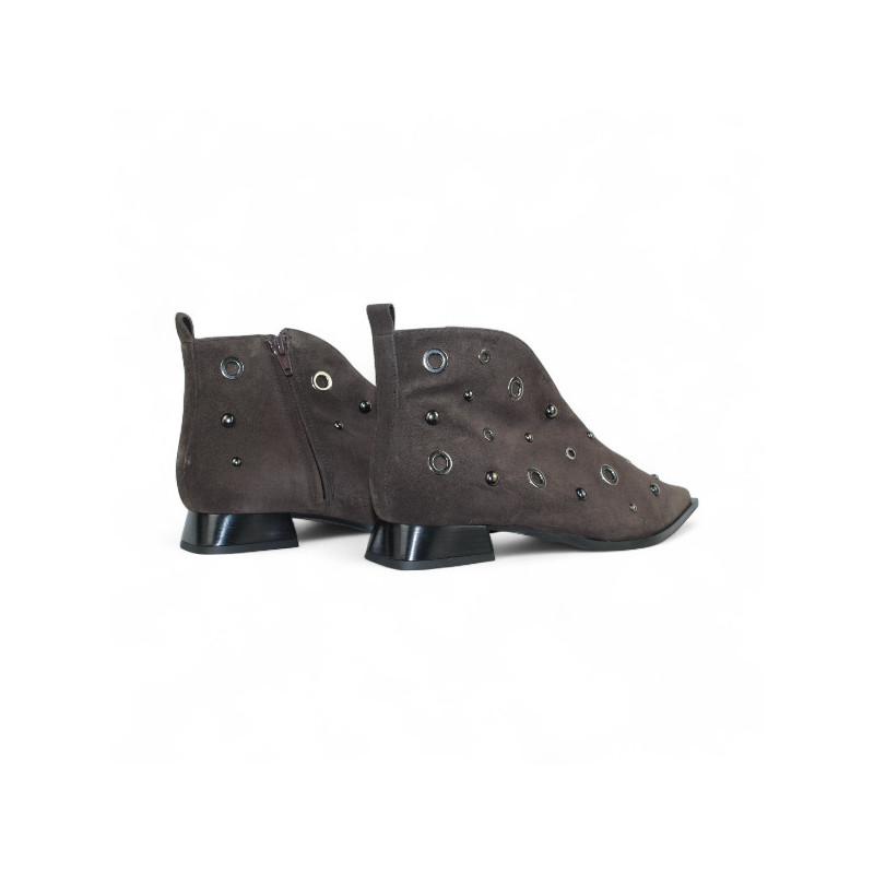 botin piel velour tacon 4 cm con ojetes metal