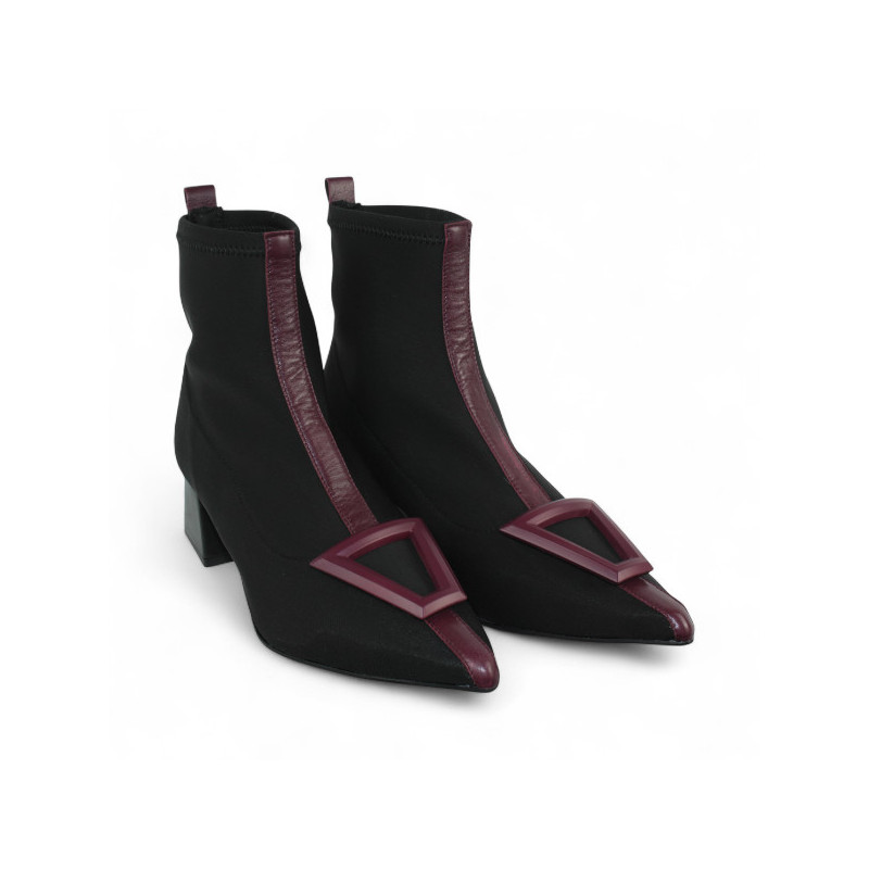 botin licra tacon 5 con aplique combinado