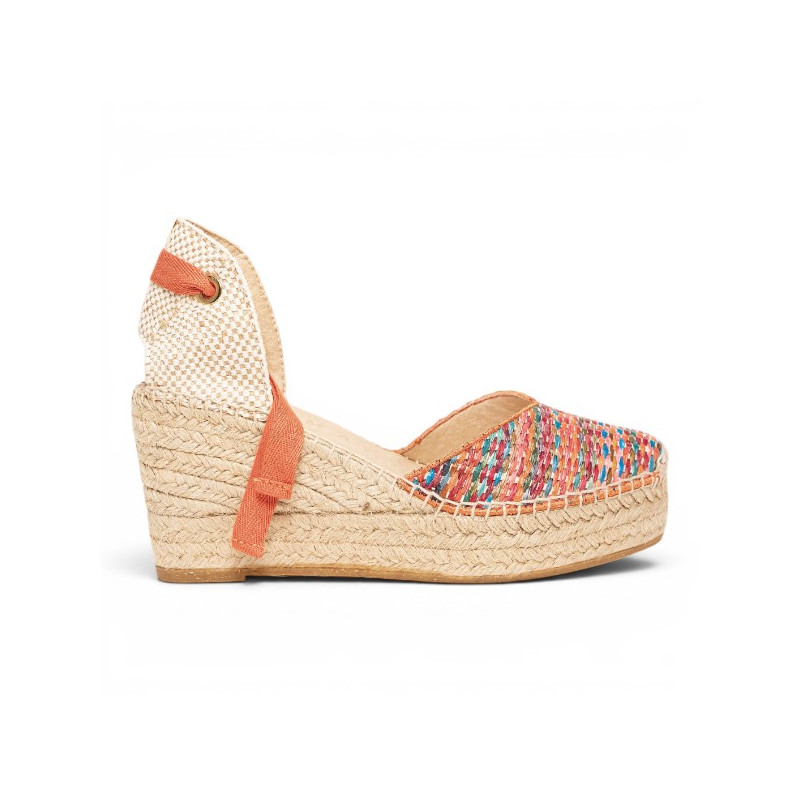 Alhamas Romero alpargata trenza atar naranja