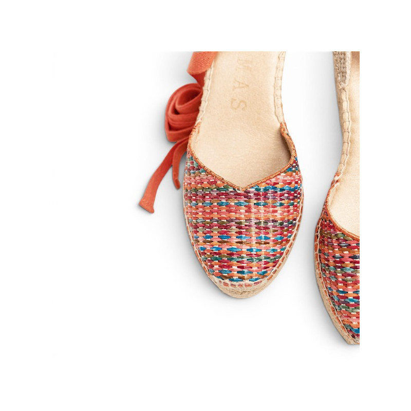 Alhamas Romero alpargata trenza atar naranja