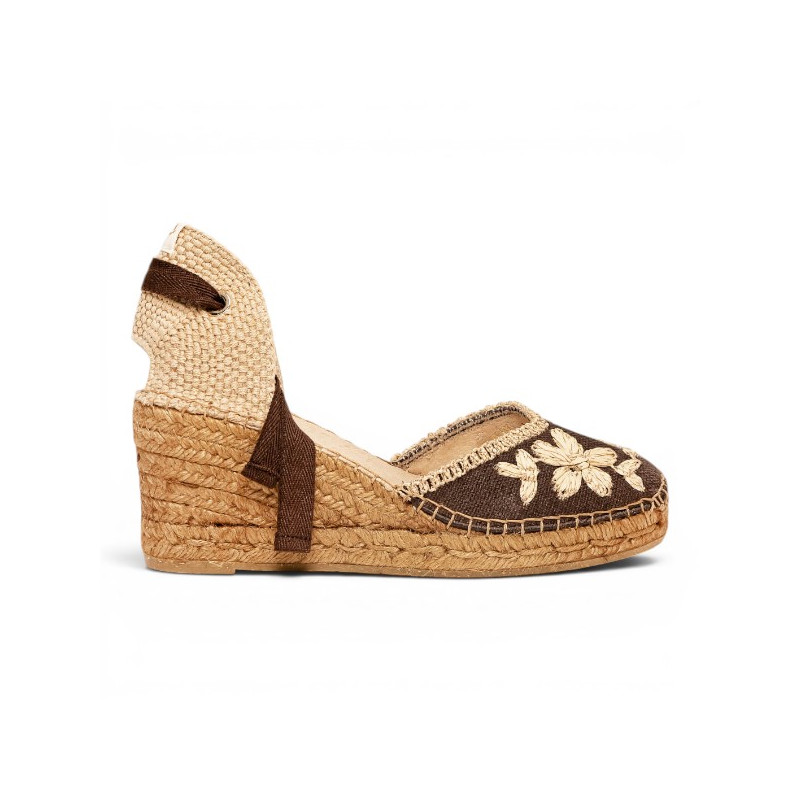 Alhamas Romero cuña bordada marrón